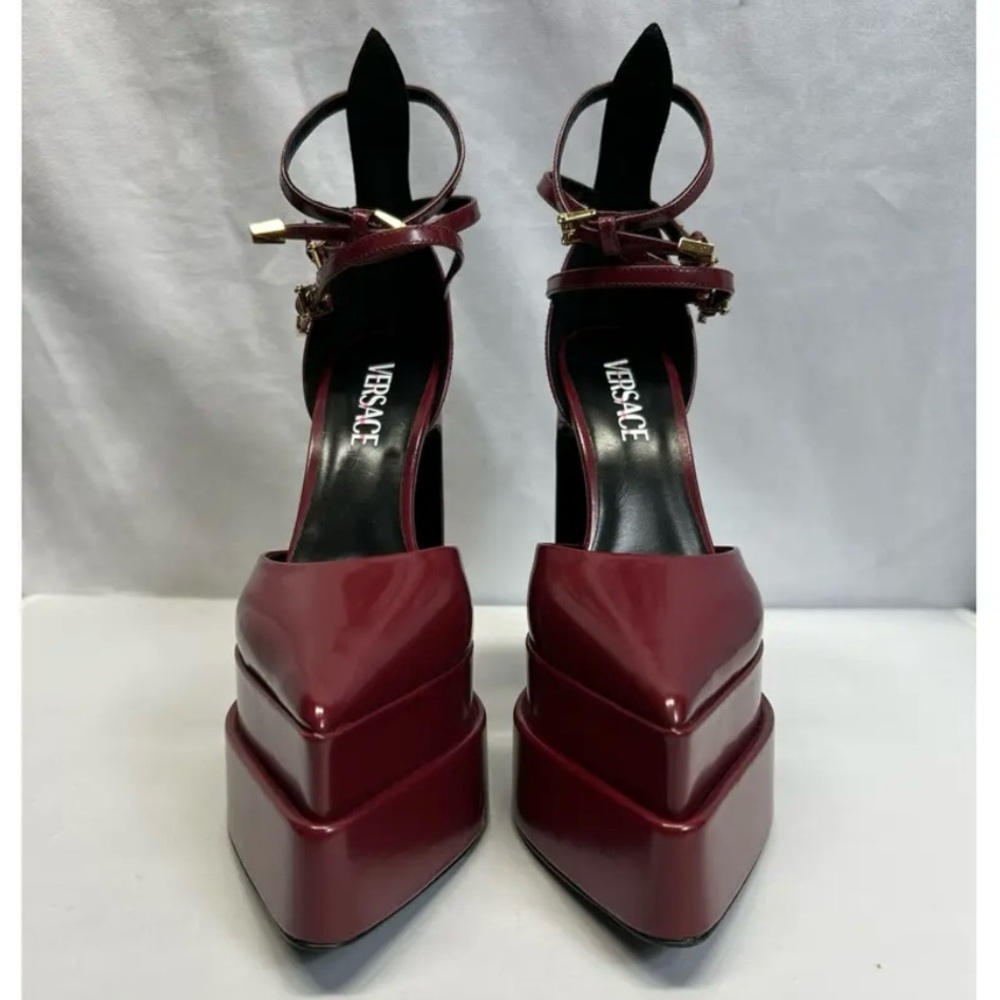 Versace Burgundy Platform Heels